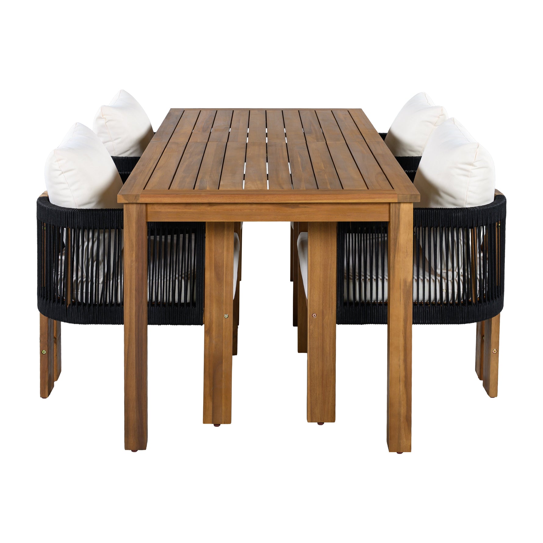 Luxury 5-Piece Outdoor Patio Dining Set for 4, Solid Acacia Wood