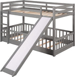 Gray Twin Over Twin Bunk Bed With Slide And Ladder