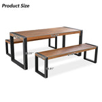 3-pieces Outdoor Dining Table With 2 Benches, Patio Dining Set With