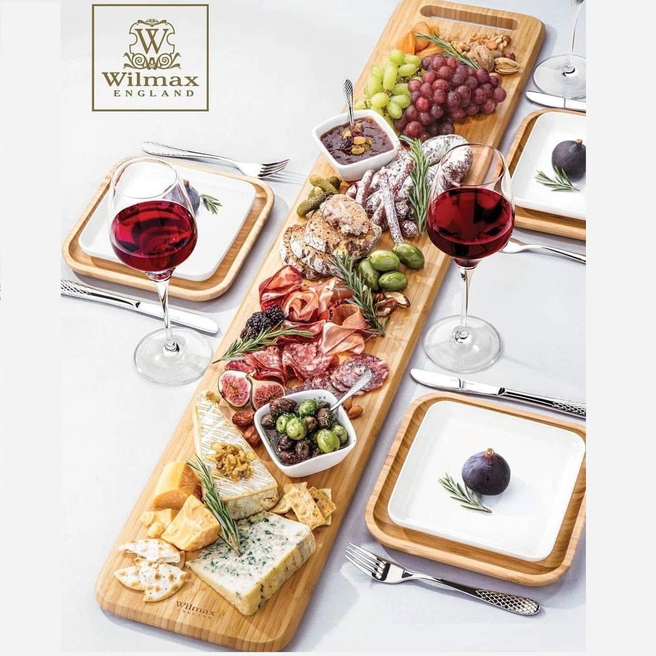 Large Feast Charcuterie Plating Set Including Long Bamboo Serving Tray