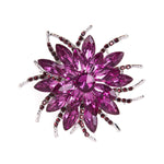 Rhinestone Sunflower Brooch Pin Red Pink Flower Brooch Stylish Crystal Brooch Elegant Clothing Hat Bag Accessories Jewerly for Women (Purple)