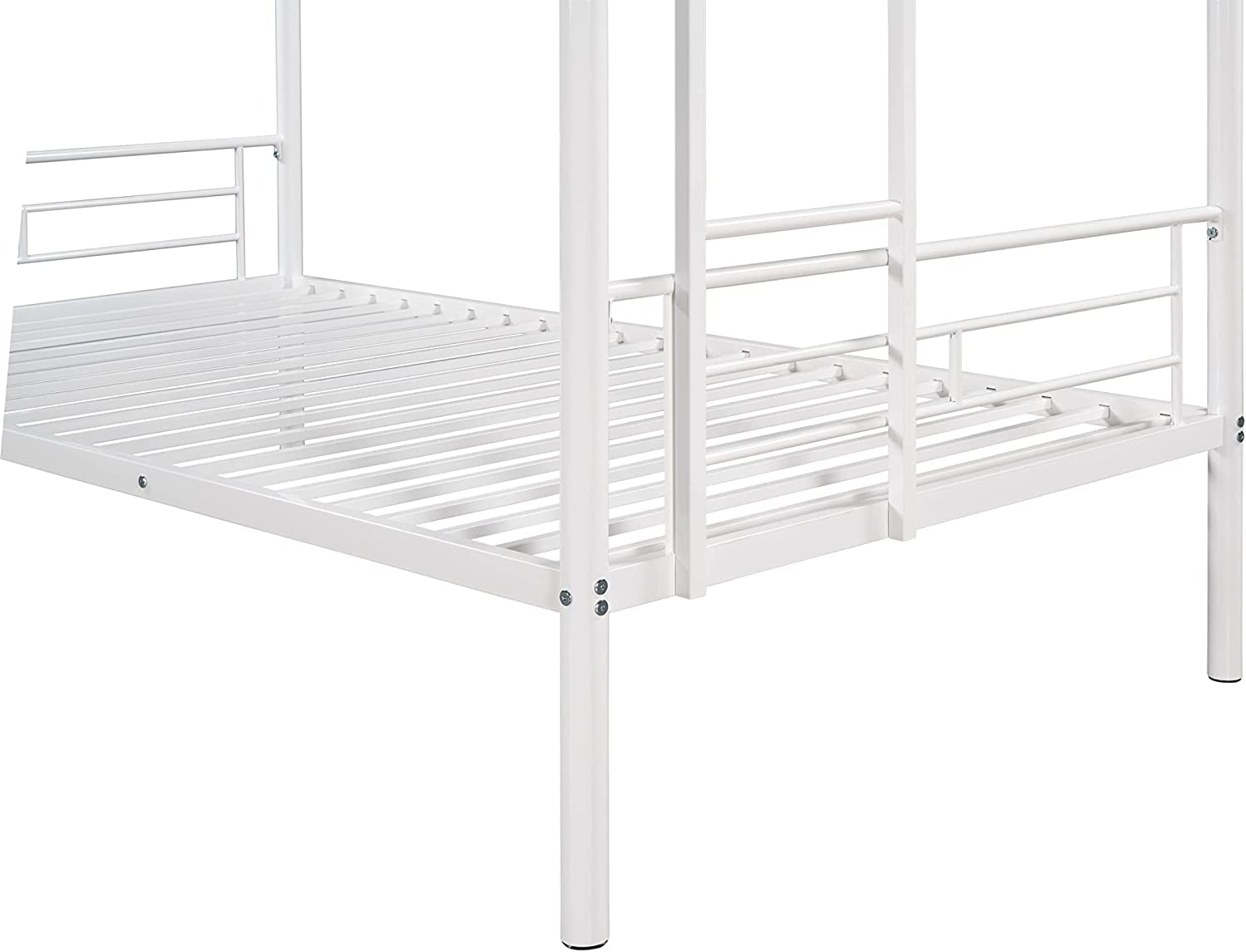 Twin Over Twin Metal Bunk Bed With 2 Ladders White