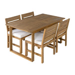 Farmhouse 5-Piece Outdoor Patio Dining Set with Adjustable Legs,Acacia