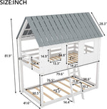 Twin House Bunk Bed With Playhouse White And Gray Finish