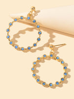 Fashion Ladies Jewelry Blue Rhinestone Gold Circle Dangle Party Bridal