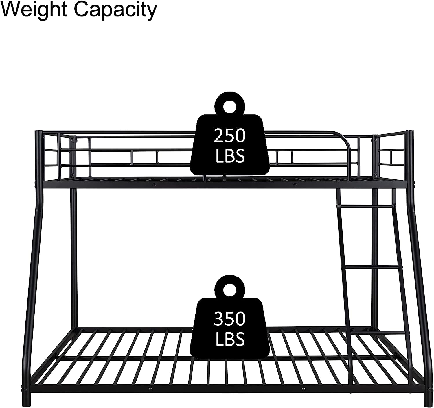 Heavy Duty Twin Over Full Metal Floor Bunk Bed With Ladder