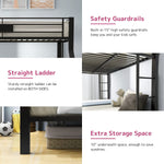 Twin XL Queen Bunk Bed In Sandy Black Finish Metal Slats