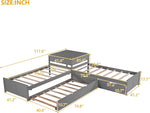 L Shaped Twin Platform Bed With Trundle Gray Finish