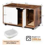 Cat Litter Box Enclosure, Hidden Cat Washroom, Kitty End Table, Furniture Style With Double Doors,White  Vintage