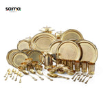 Royal Brass Hammered Dinner Set for 6 (51 Pcs) – 14kg Luxury Ayurvedic