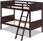 Twin Over Twin Bunk Bed Espresso With Safety Rails