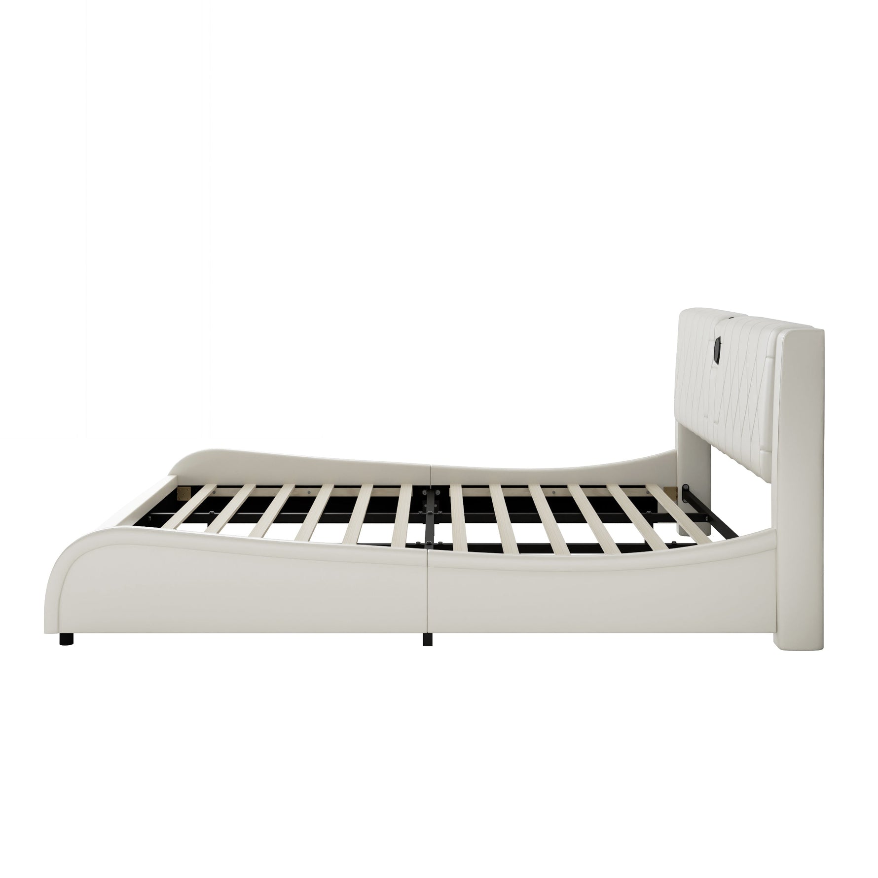 King Size Luxurious Faux Leather Upholstered Platform Bed with