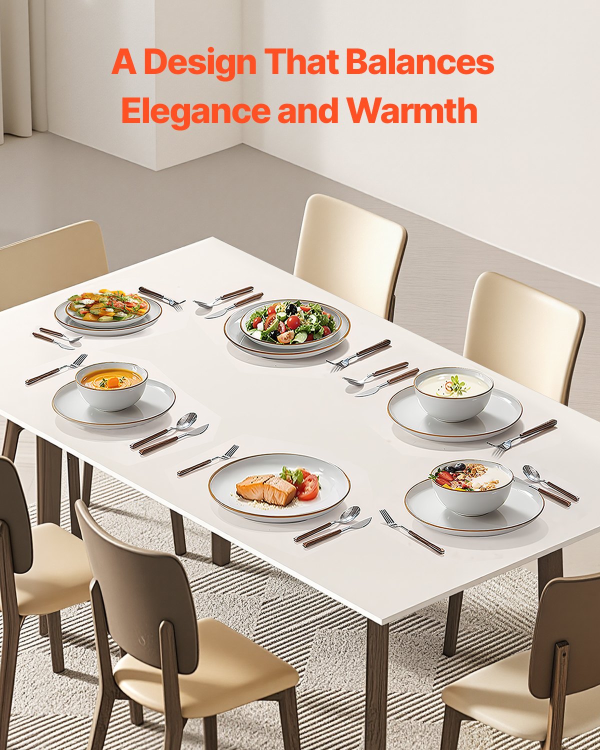 18 PCS Dinnerware Set Ceramic Plates And Bowls Sets Service For 6