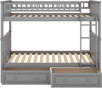 Grey Twin Bunk Bed With Storage Drawers Safety Rail