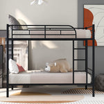 Twin Over Twin Metal Bunk Bed With Ladder In Black
