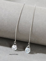 Ladies Jewellery Silver Long Chain Faux Cubic Zirconia Charm Dangle