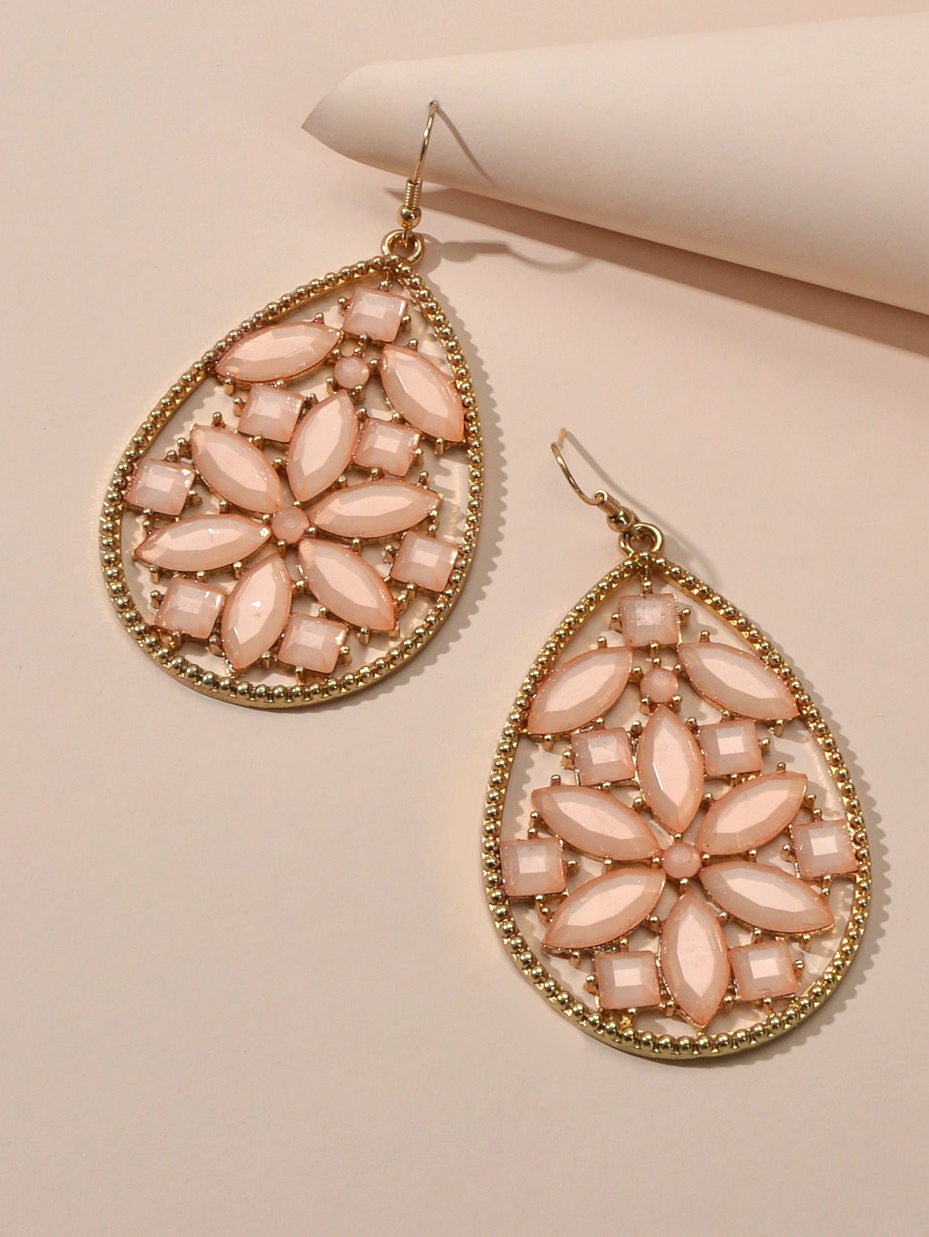 Ladies Jewellery Pink Green Acrylic Flower Water Drop Good Quality