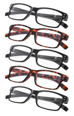 Gr8Sight Reading Glasses 5-Pack Spring Hinges for Women and Men Readers Includes 3 Black 2 Tortoise
