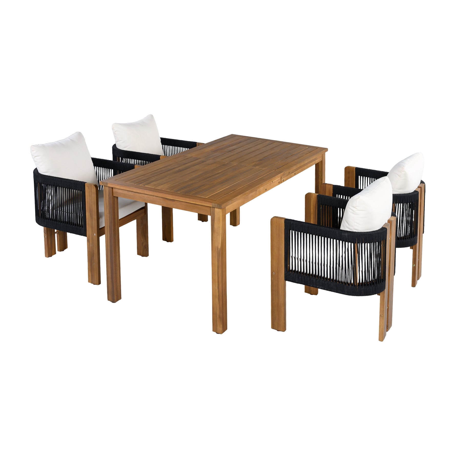 Luxury 5-Piece Outdoor Patio Dining Set for 4, Solid Acacia Wood