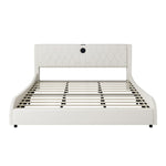 King Size Luxurious Faux Leather Upholstered Platform Bed with