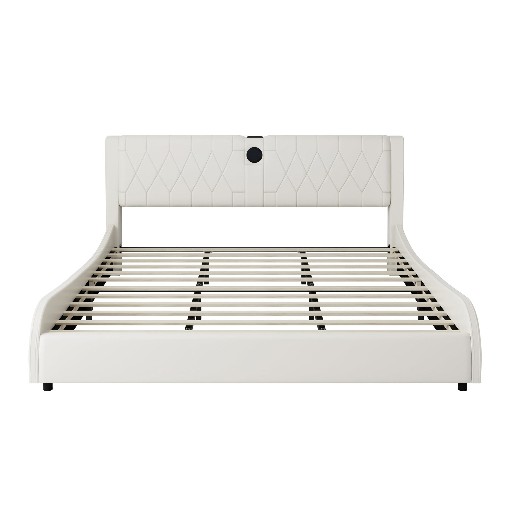King Size Luxurious Faux Leather Upholstered Platform Bed with