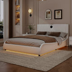 King Size Luxurious Faux Leather Upholstered Platform Bed with