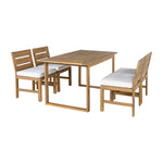 Farmhouse 5-Piece Outdoor Patio Dining Set with Adjustable Legs,Acacia