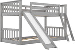 Grey Twin Bunk Bed With Slide Solid Pine Construction