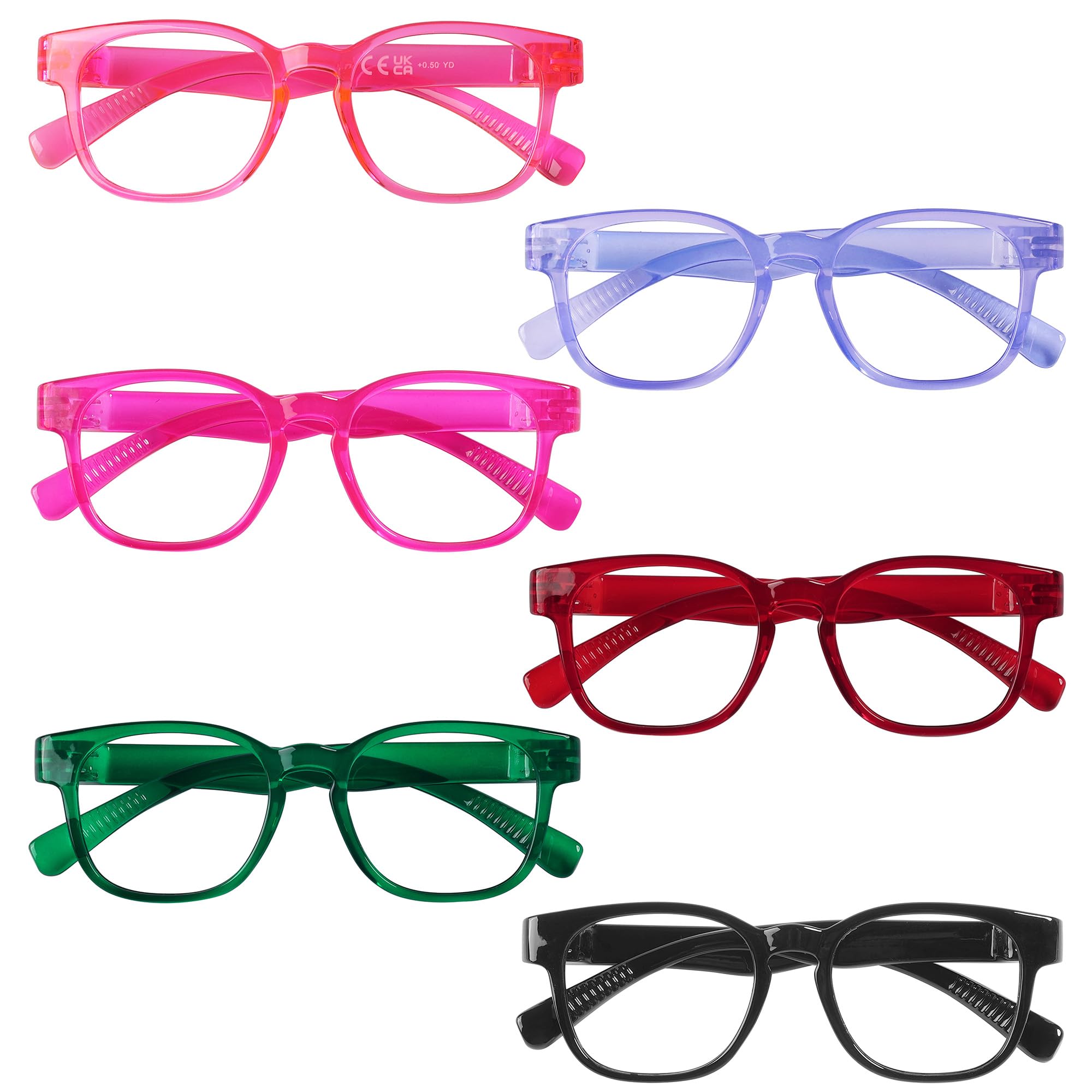Gr8Sight Metalless Screwless Spring Hinges Reading Glasses 6 Pack Ladies Readers Cheaters For Women +3.25