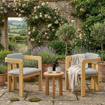 Set of 2 Outdoor Acacia Wood Dining Chairs with Cushions, Modern Solid