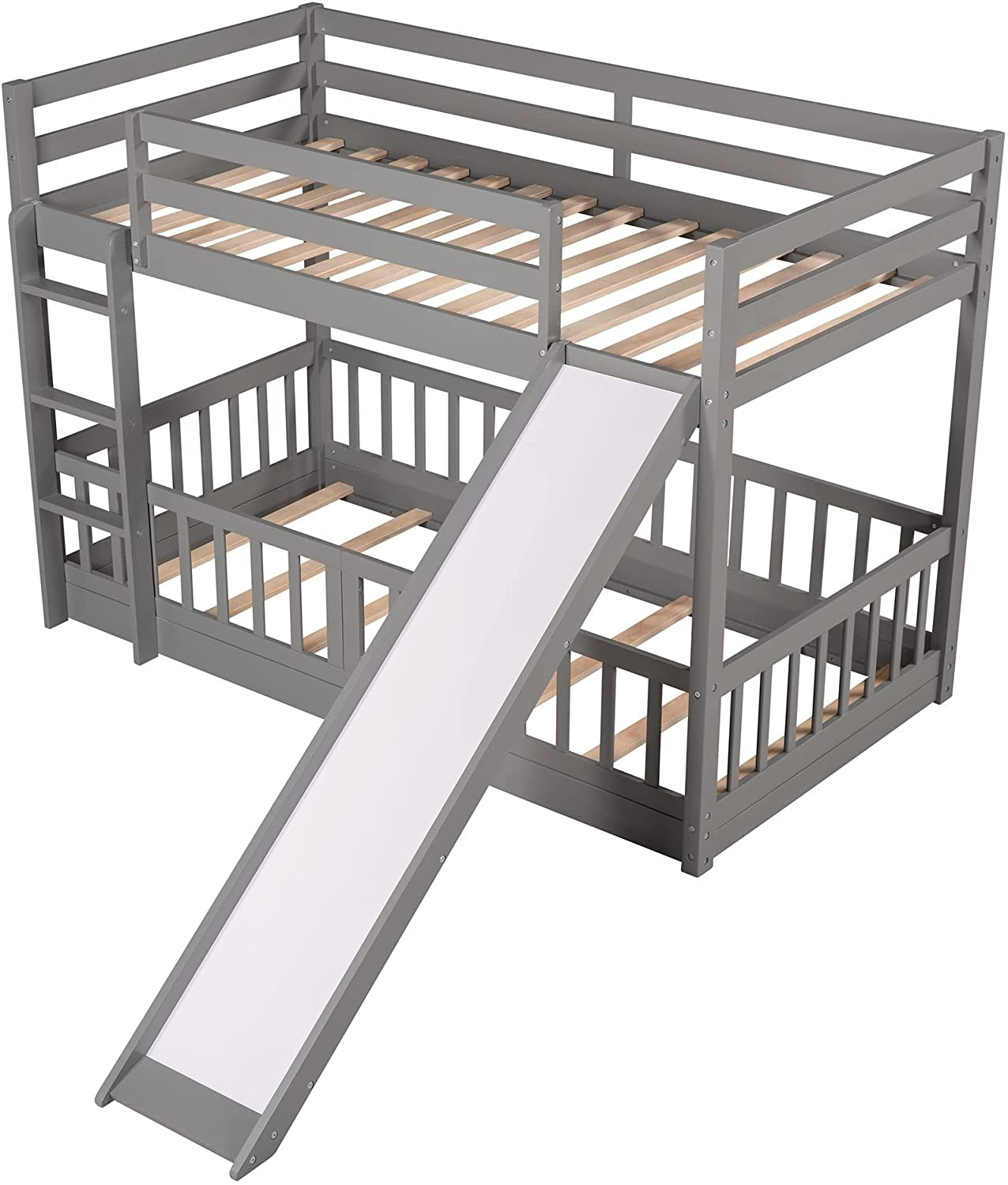 Twin Metal Bunk Bed Frame Black With Convertible Ladder