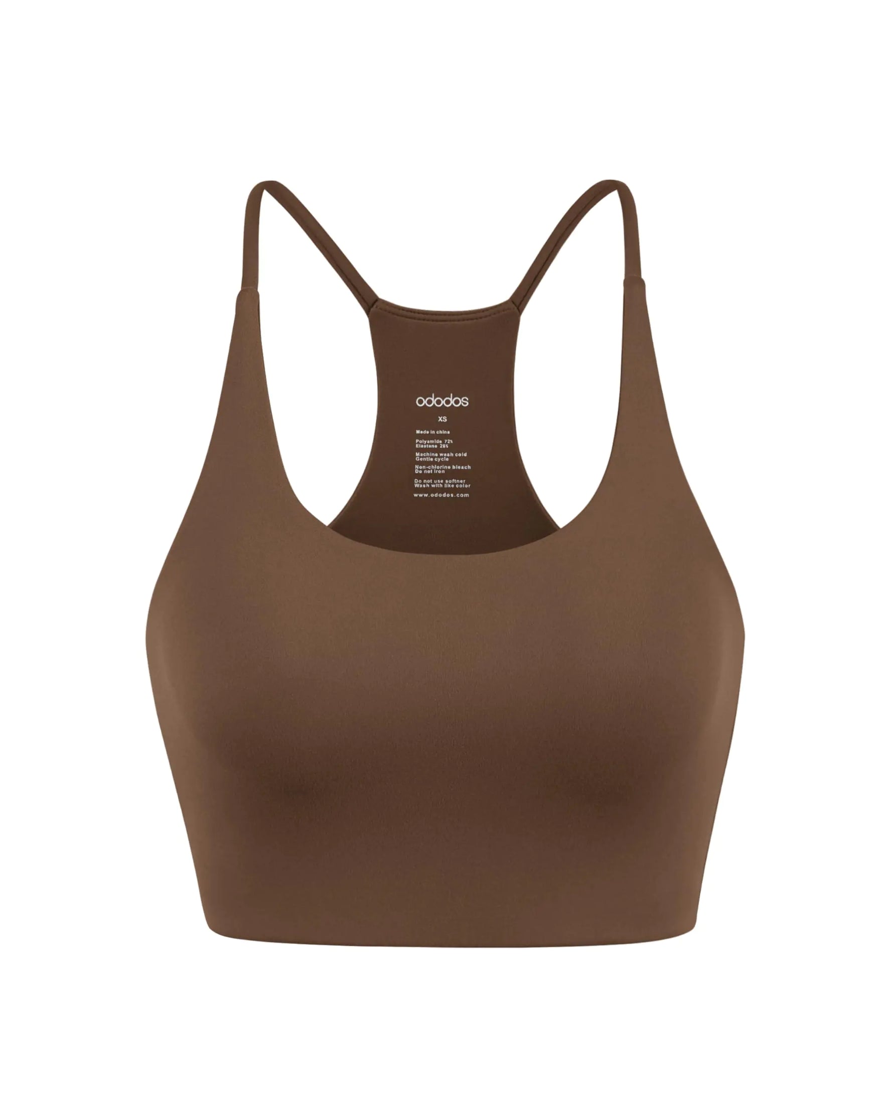 ODODOS Halter Sports Bra for Women Non Padded Strappy Cropped Tops Workout Yoga Crop Brunette X-Large
