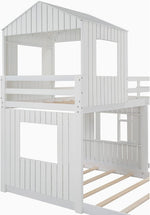 White Twin Over Full Low Profile Playhouse Bunk Bed