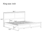 Modern Solid Wood King Size Platform Bed with Sturdy Wooden Slats