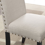 Tan Fabric Nailhead Dining Set 5 Piece Round Table