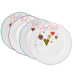 The set of 4 dessert plates, Hearts
