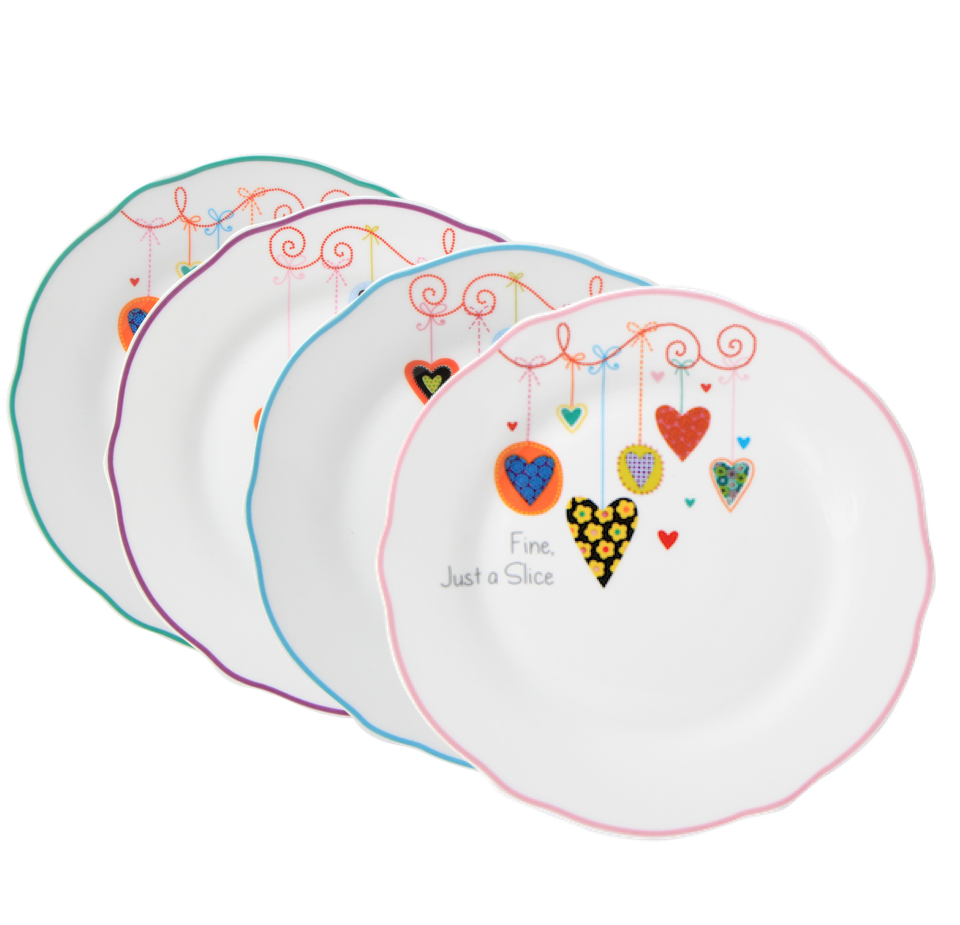 The set of 4 dessert plates, Hearts