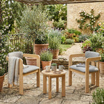 Set of 2 Outdoor Acacia Wood Dining Chairs with Cushions, Modern Solid