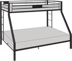 Twin XL Queen Bunk Bed In Sandy Black Finish Metal Slats