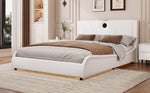 King Size Luxurious Faux Leather Upholstered Platform Bed with