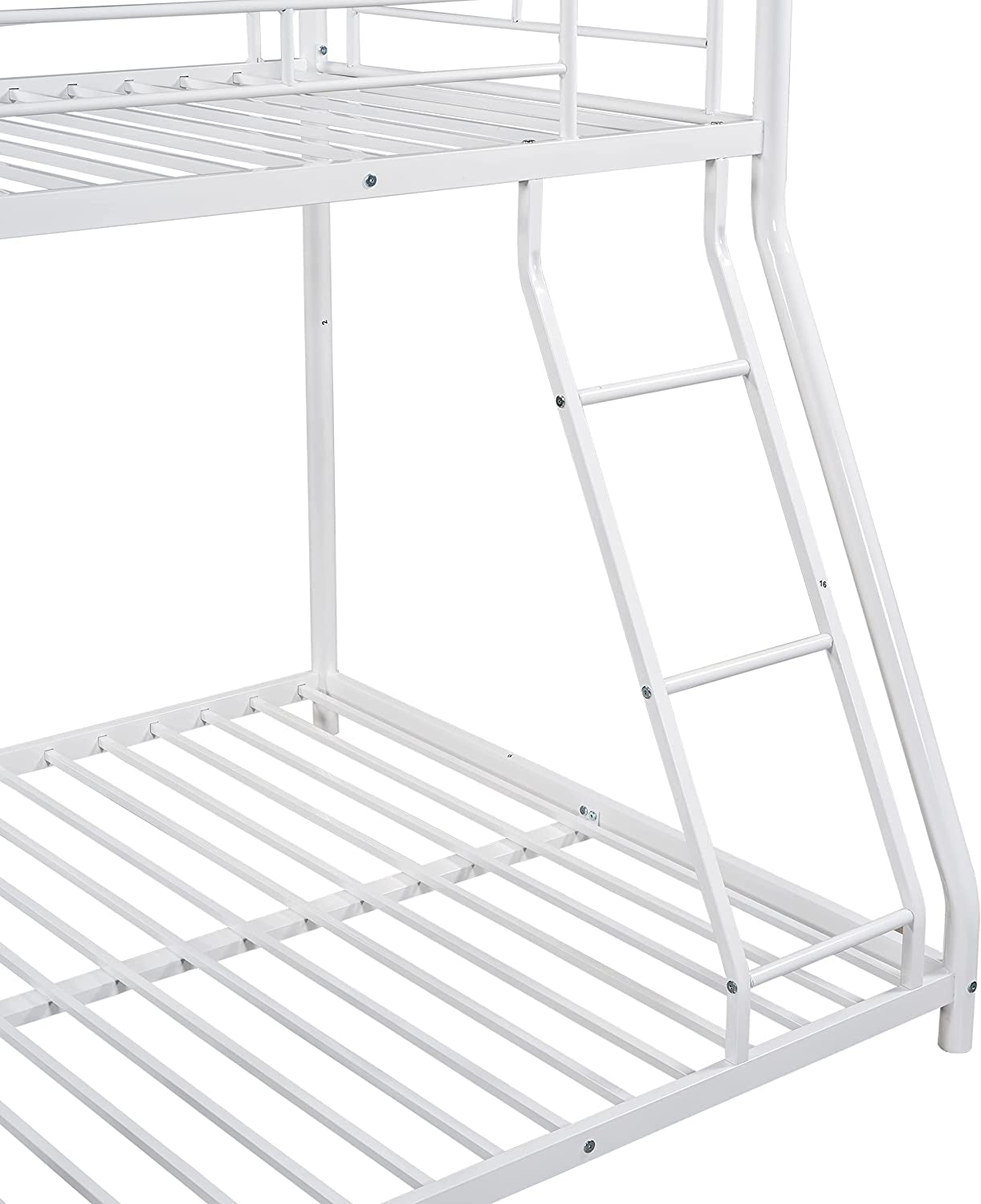 Twin Over Full Metal Bunk Bed With Flat Ladder Guard Rail