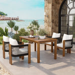 Luxury 5-Piece Outdoor Patio Dining Set for 4, Solid Acacia Wood