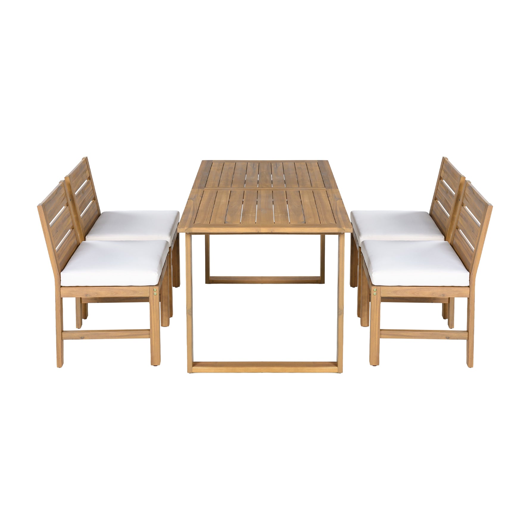 Farmhouse 5-Piece Outdoor Patio Dining Set with Adjustable Legs,Acacia