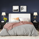White Velvet Full Bed Frame With Wingback Tufted Headboard