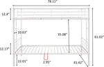 Twin Over Twin Metal Bunk Bed With 2 Ladders White
