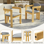 Set of 2 Outdoor Acacia Wood Dining Chairs with Cushions, Modern Solid