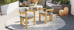 Set of 2 Outdoor Acacia Wood Dining Chairs with Cushions, Modern Solid