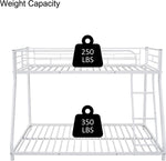 Twin Over Full Metal Bunk Bed With Flat Ladder Guard Rail
