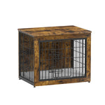 Piskyet Dog Crate Furniture with Cushion 27" Wooden Dog Crate End Table with Double Doors Indoor Dog Kennel Decorative Dog Cage Side Table for Small Breed Rustic Brown S