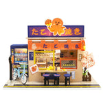 Spilay DIY Dollhouse Miniature with Wooden FurnitureHandmade Japanese Style DIY Dollhouse Kit with Dust Cover & Music Box1:24 Scale Creative Room Gift Idea for Adult Friend Lover(Star Takoyaki)